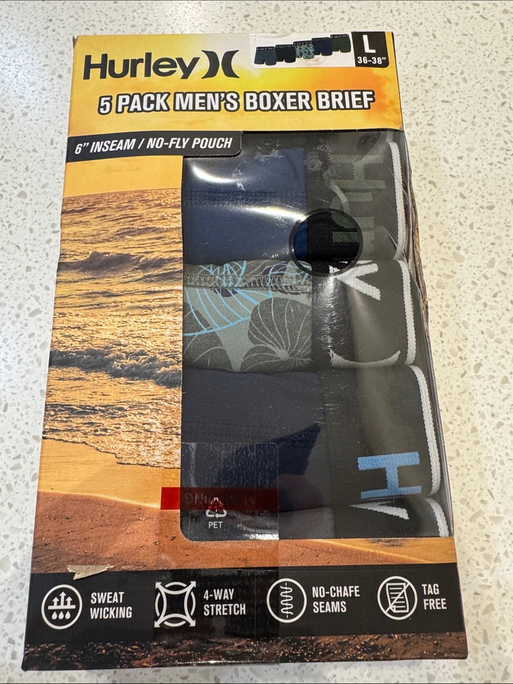 Hurley Boxer Briefs Mens Large 5 Pack